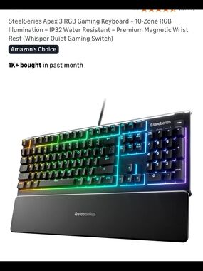 Apex 3 RGB Gaming Keyboard - Black with RGB Lighting